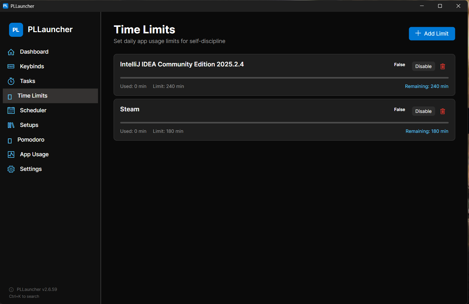 Time Limit Settings